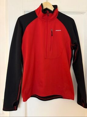 Patagonia Red and Black Quarter-Zip Midlayer Jacket
